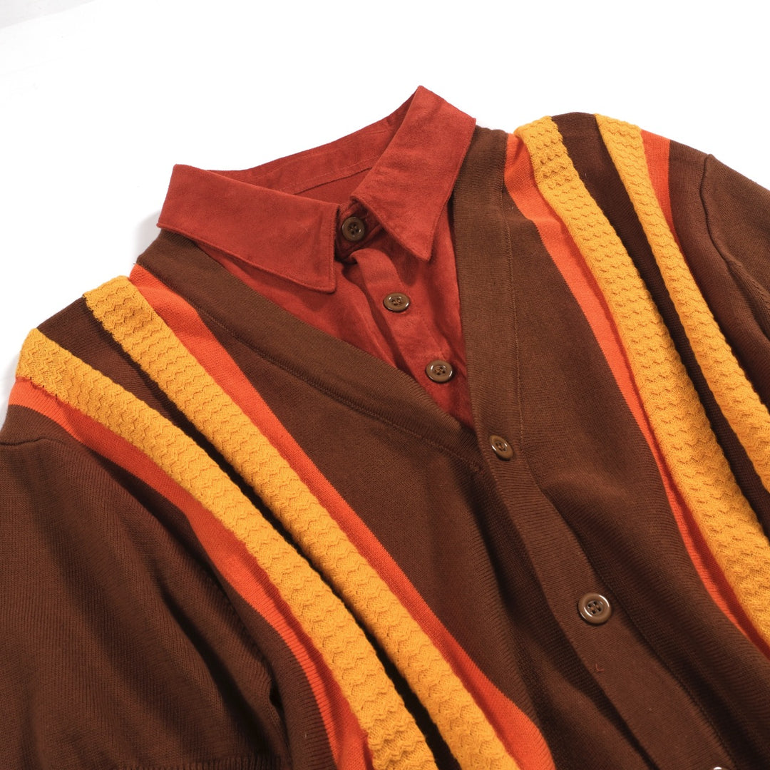 Men's vintage period fake two knitted cardigan