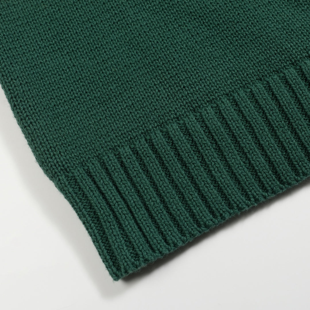 Orange och grönrandig jacquardstickad pikétröja för män