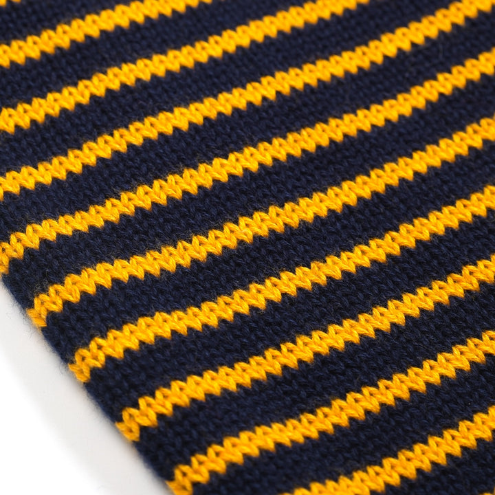 Dunkelblau gestreiftes Retro-Strickpoloshirt für Herren