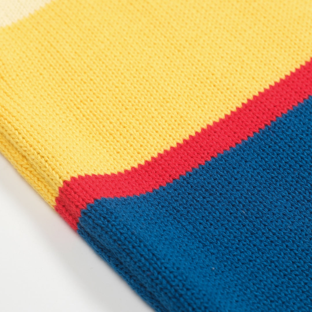 Blau gestreiftes Retro-Strickpoloshirt für Herren