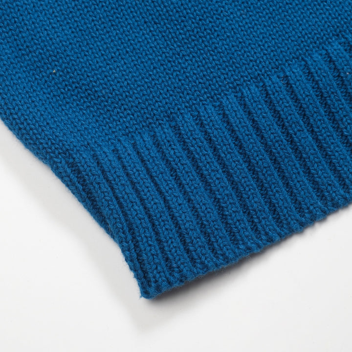 Blau gestreiftes Retro-Strickpoloshirt für Herren