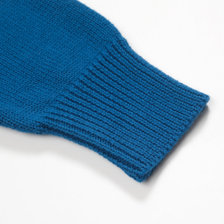 Blau gestreiftes Retro-Strickpoloshirt für Herren