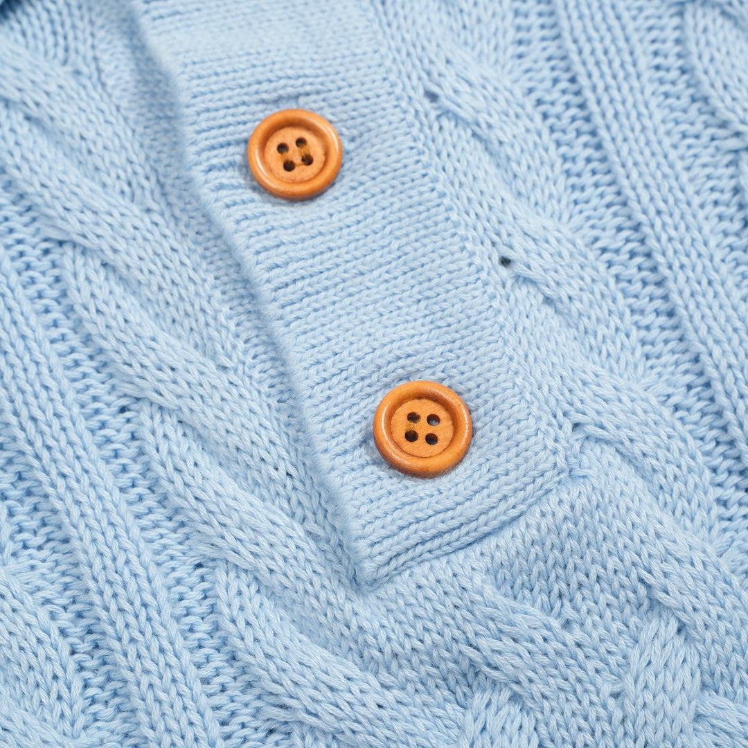 Modisches blaues Strick-Poloshirt für Herren mit Struktur