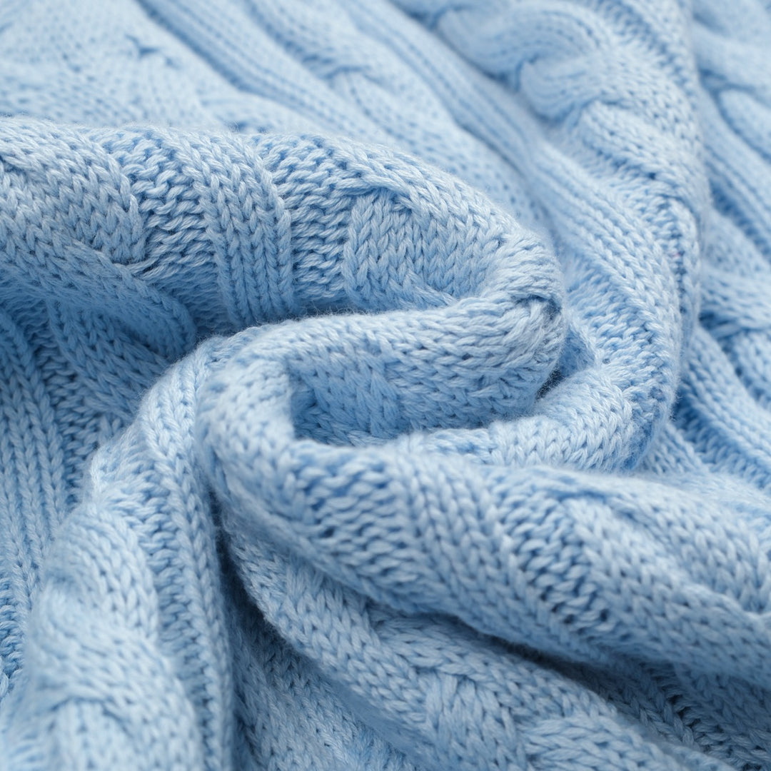 Modisches blaues Strick-Poloshirt für Herren mit Struktur