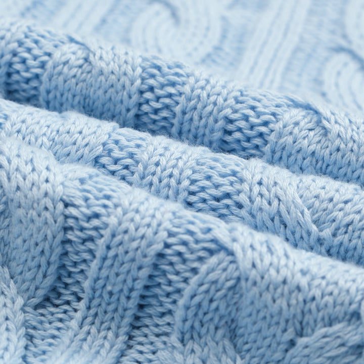 Modisches blaues Strick-Poloshirt für Herren mit Struktur