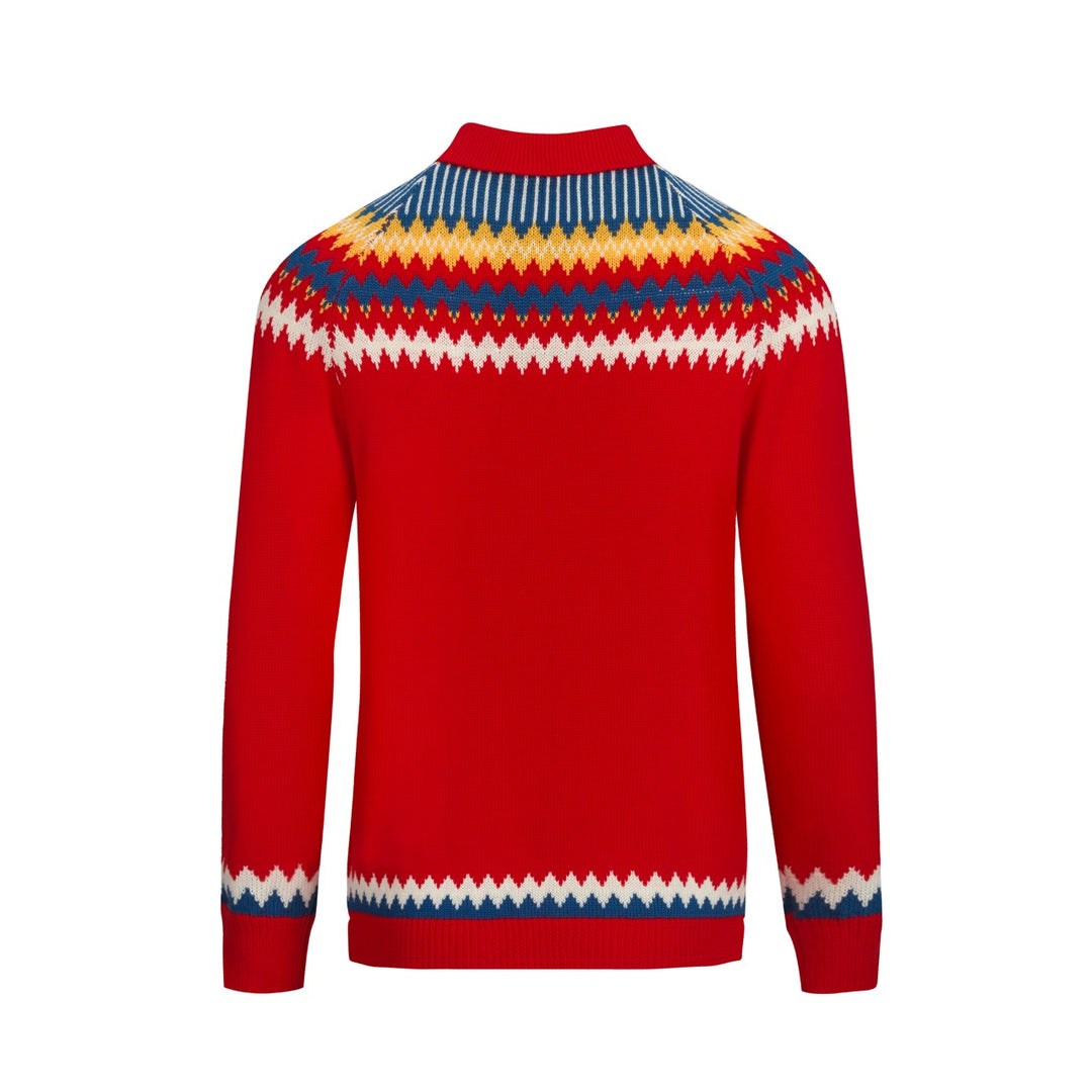 Men's red vintage knitted polo shirt