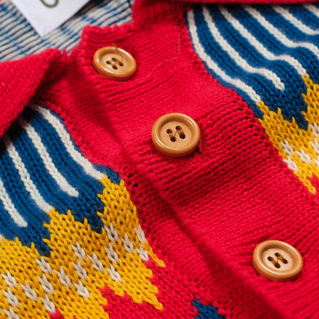 Men's red vintage knitted polo shirt