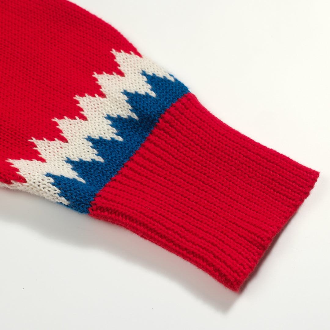 Men's red vintage knitted polo shirt