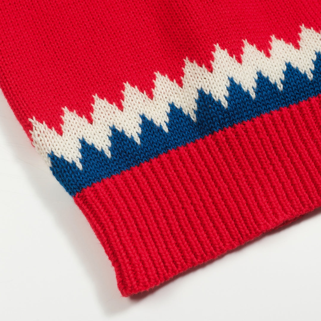 Men's red vintage knitted polo shirt