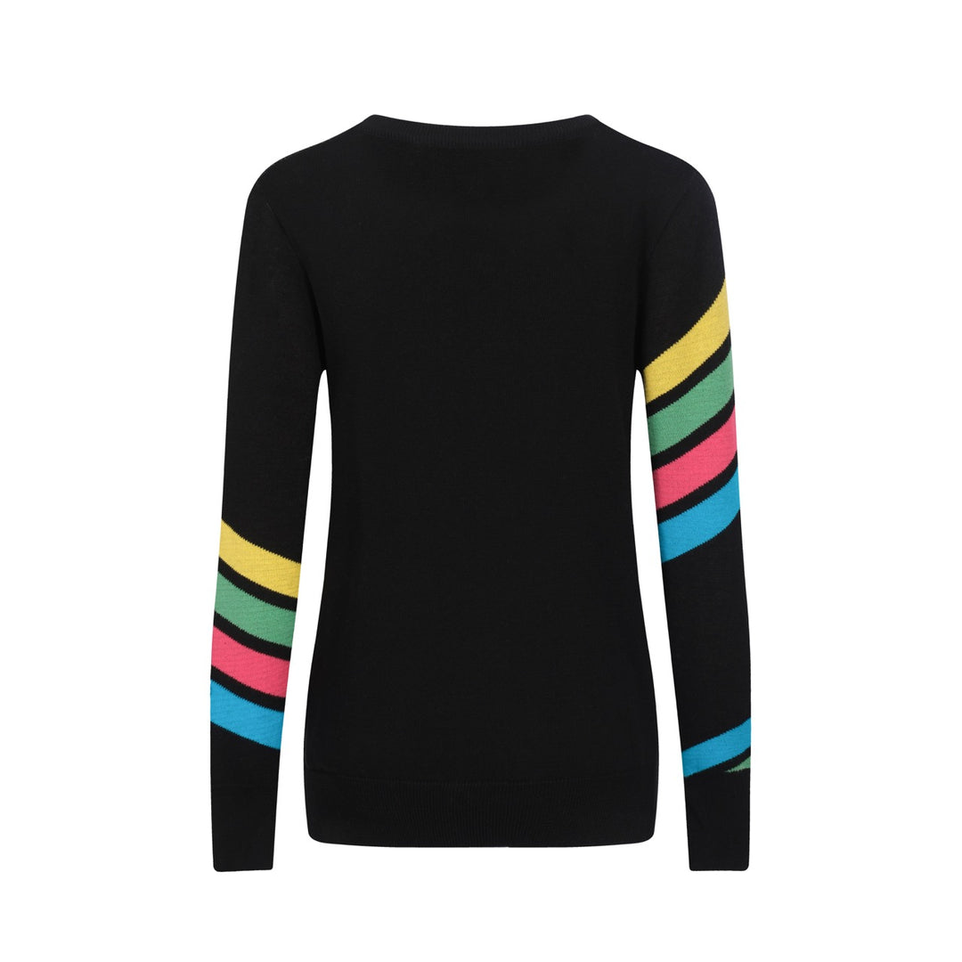 Women's black vintage diagonal stripe knitwear
