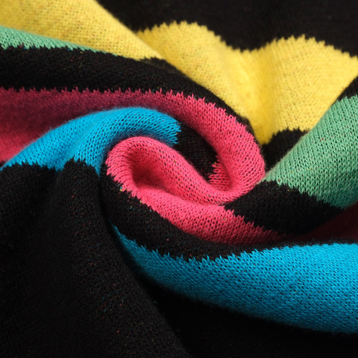 Women's black vintage diagonal stripe knitwear