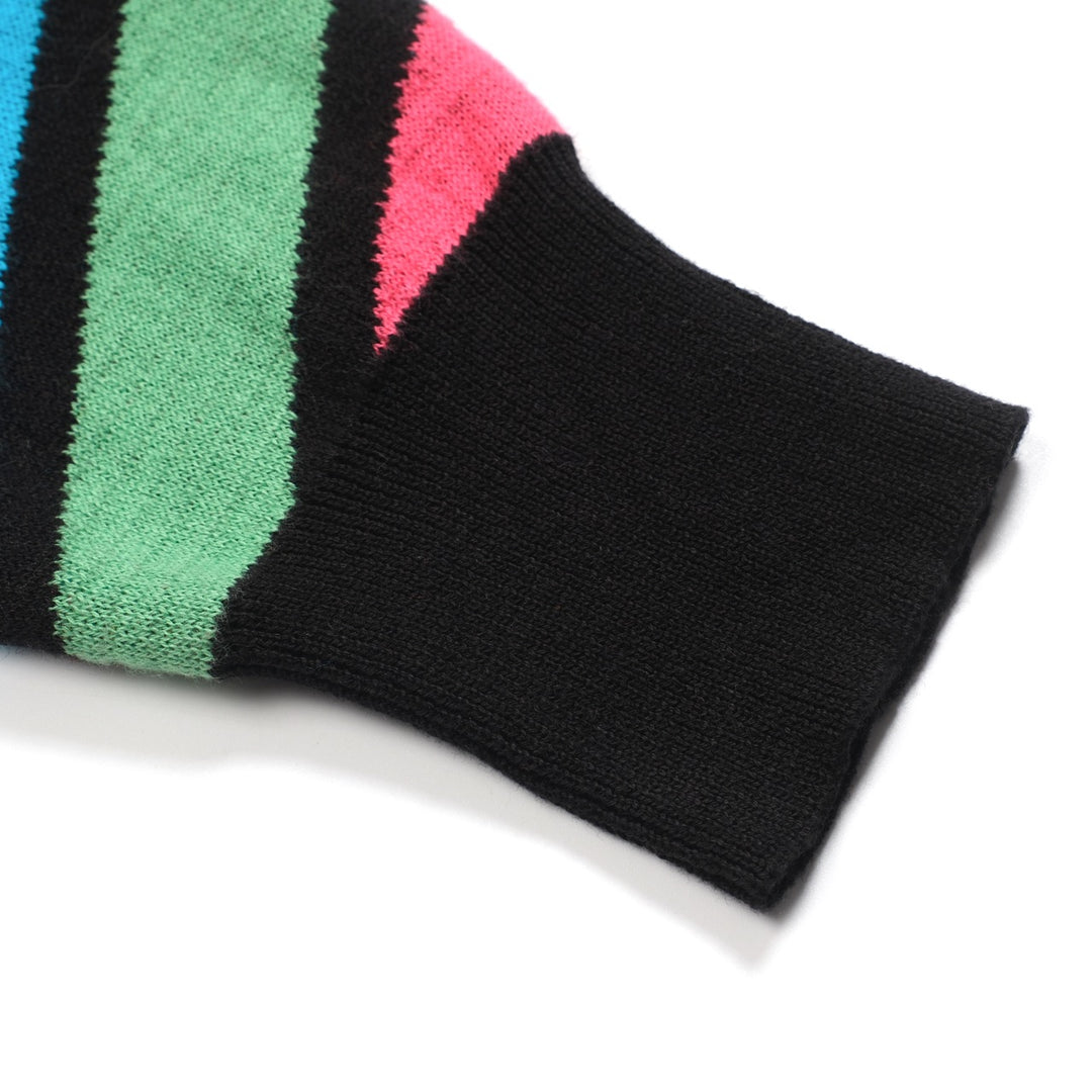 Women's black vintage diagonal stripe knitwear