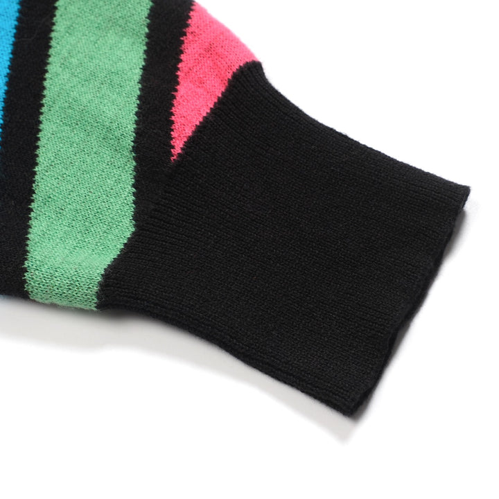 Women's black vintage diagonal stripe knitwear