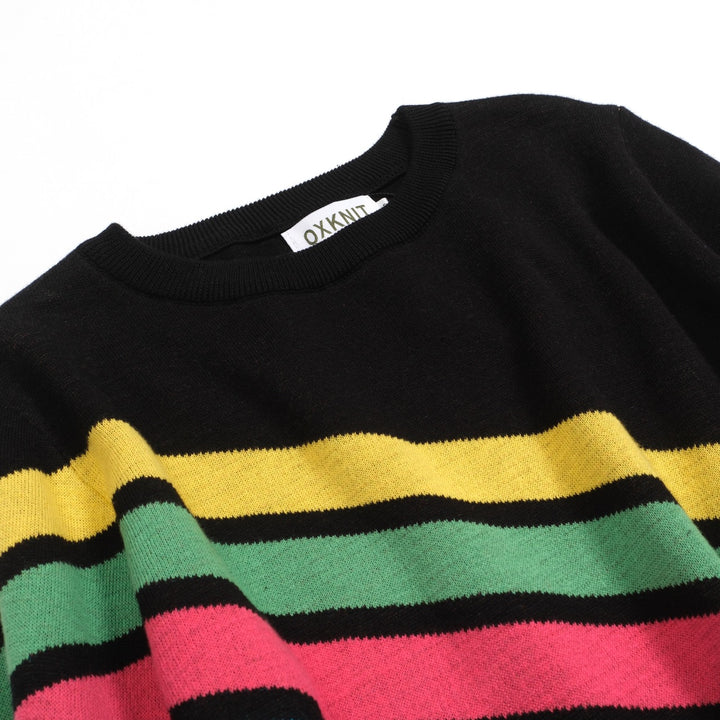 Women's black vintage diagonal stripe knitwear