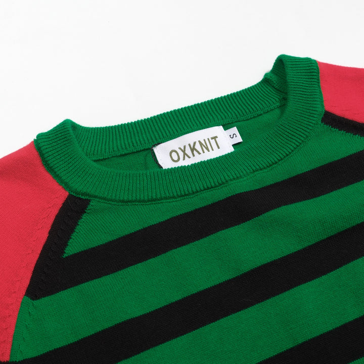 Women's vintage green jacquard collage knitwear