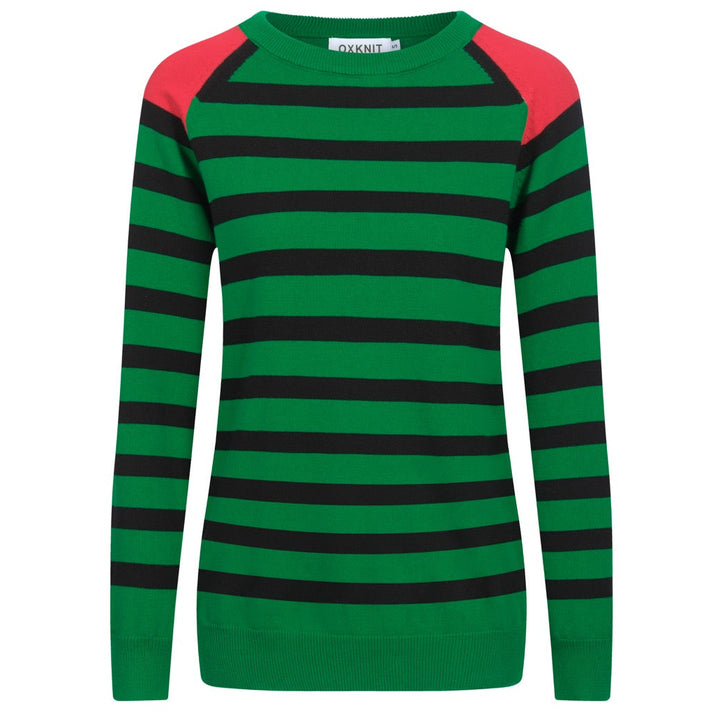 Women's vintage green jacquard collage knitwear