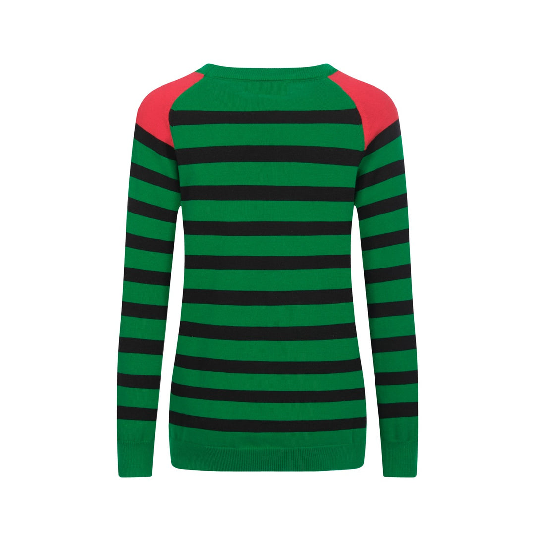Women's vintage green jacquard collage knitwear