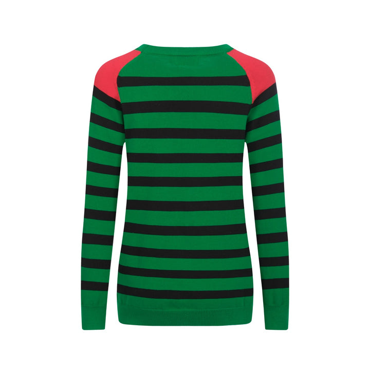 Women's vintage green jacquard collage knitwear