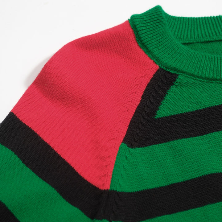 Women's vintage green jacquard collage knitwear