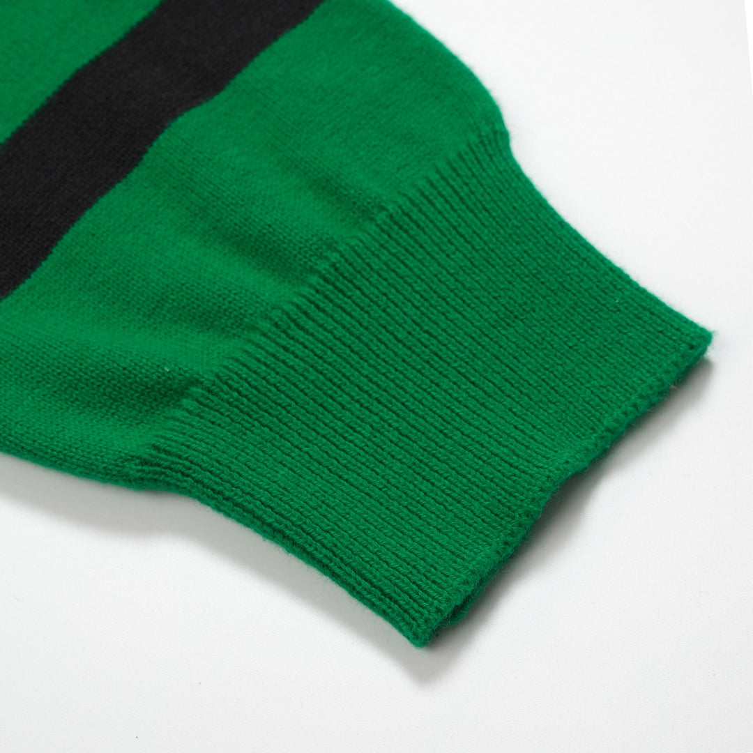 Women's vintage green jacquard collage knitwear