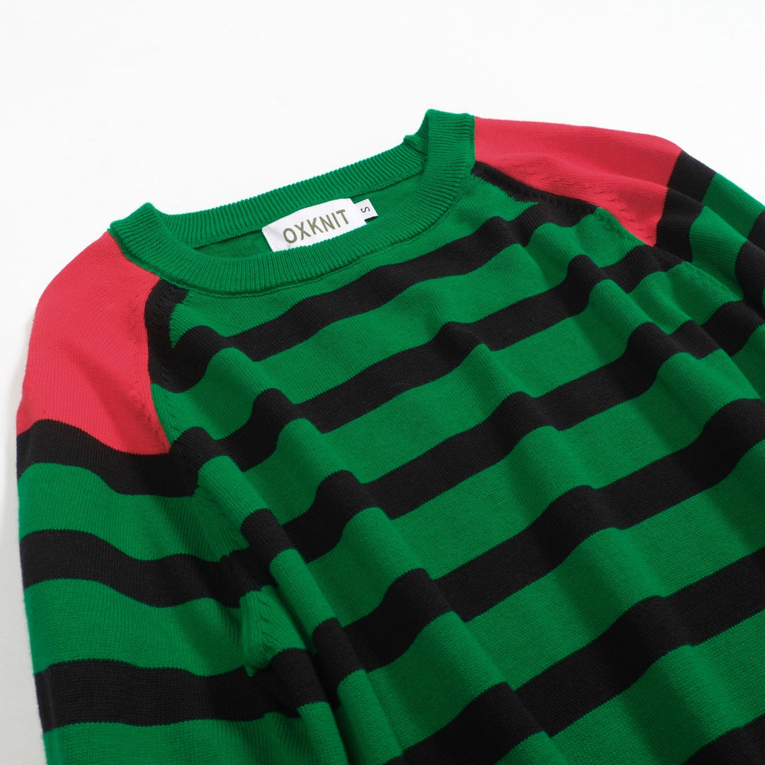 Women's vintage green jacquard collage knitwear