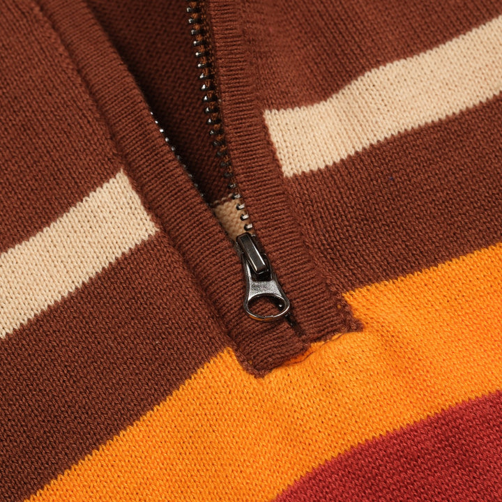 Braun gestreiftes Herren-Poloshirt aus den 1960er Jahren