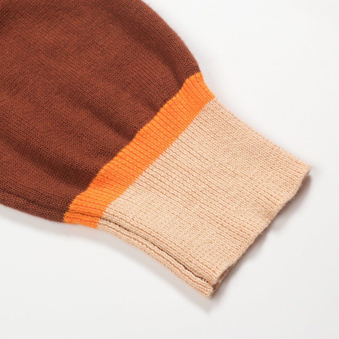 Braun gestreiftes Herren-Poloshirt aus den 1960er Jahren