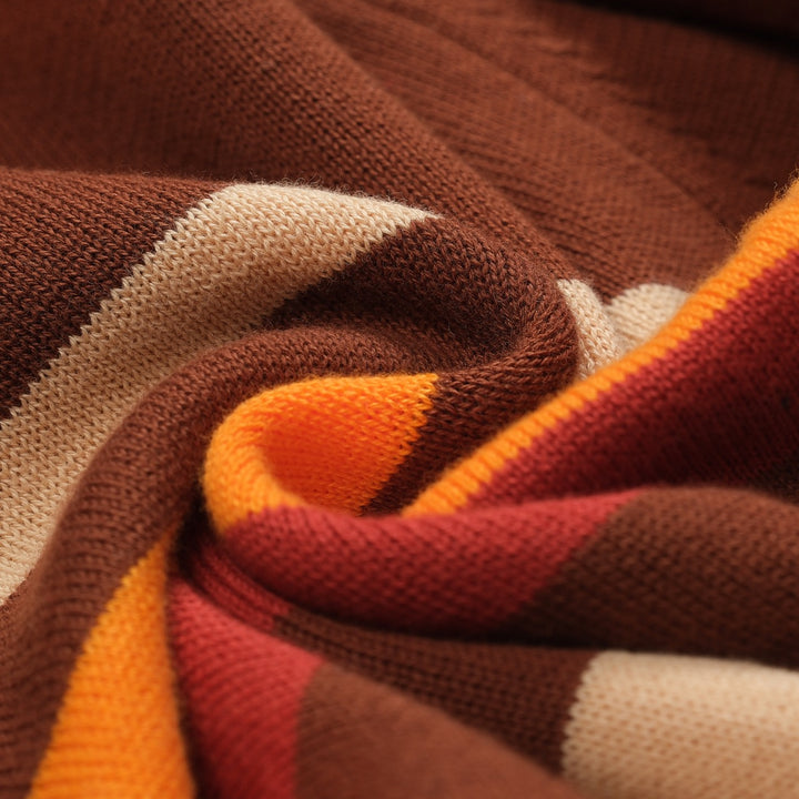 Braun gestreiftes Herren-Poloshirt aus den 1960er Jahren