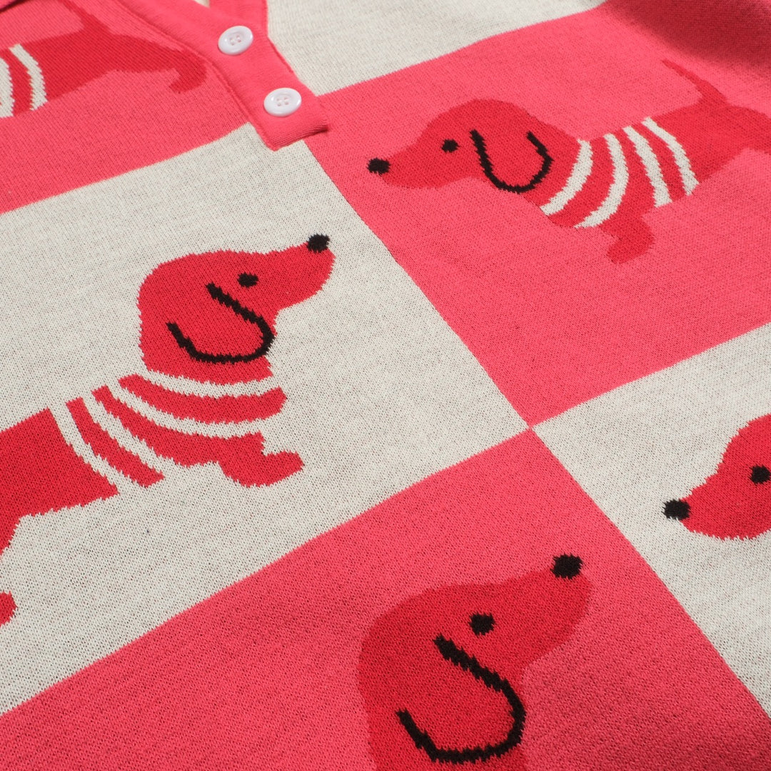 Pikétax i jacquardstickad V-ringad dam dam