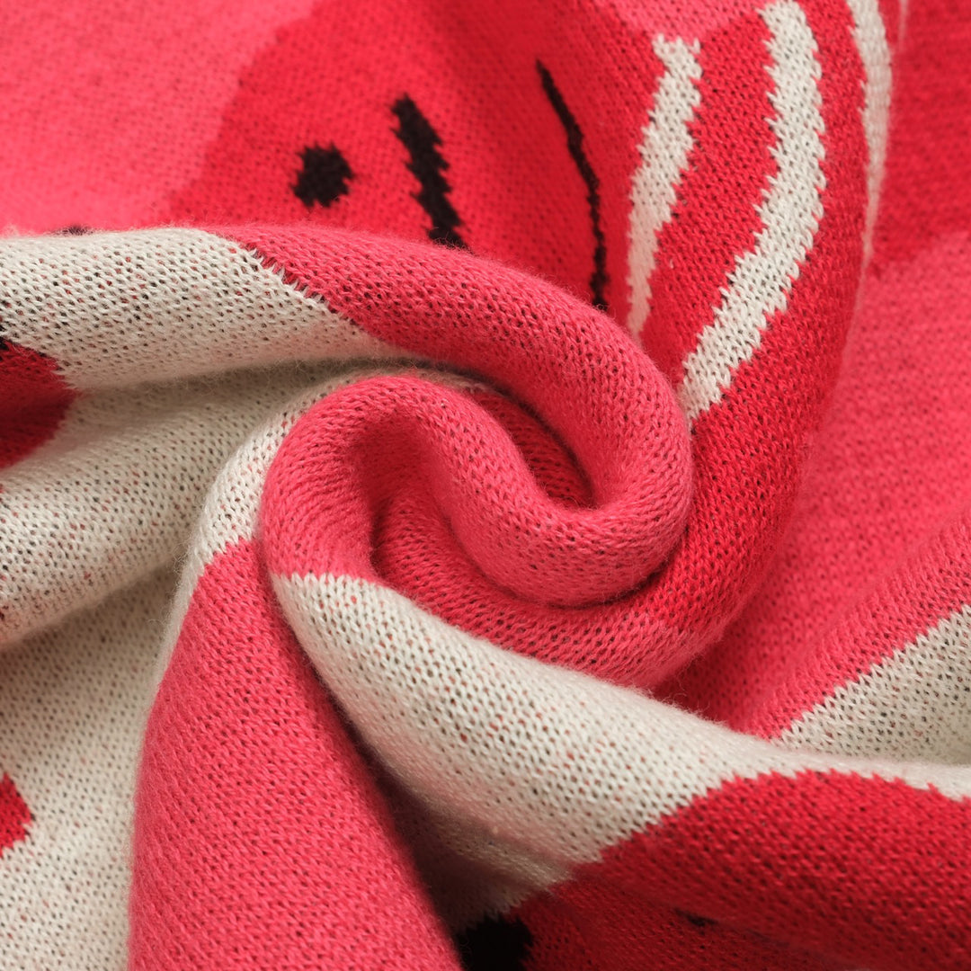 Damen-Poloshirt mit Dackel-Jacquard-Strick und V-Ausschnitt