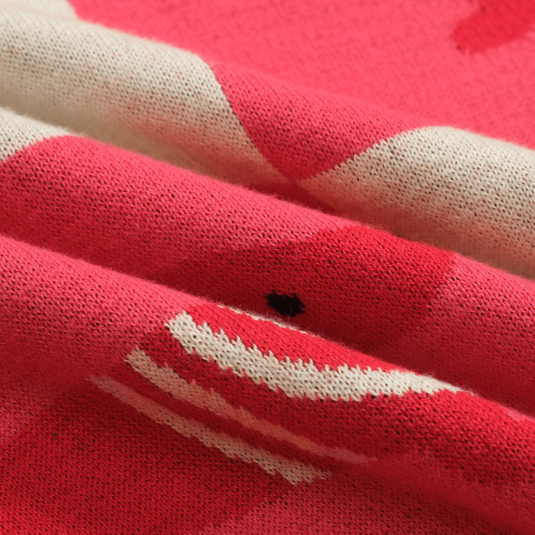 Damen-Poloshirt mit Dackel-Jacquard-Strick und V-Ausschnitt