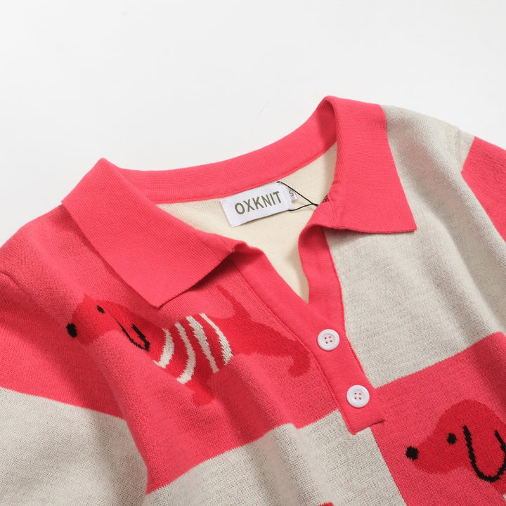 Pikétax i jacquardstickad V-ringad dam dam