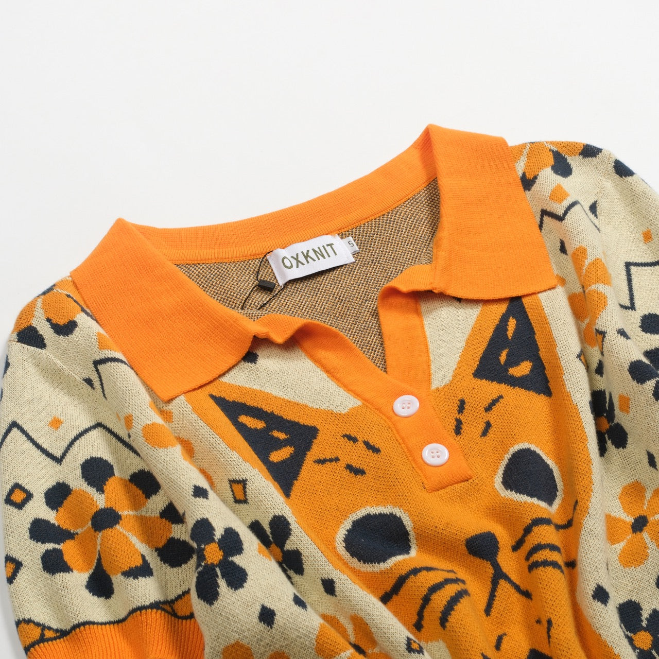 NKNIT cat jacquard KNIT YELLOW(cat)⓪ NKNIT cat jacquard KNIT YELLOW(cat)⓪ Women's yellow cat floral