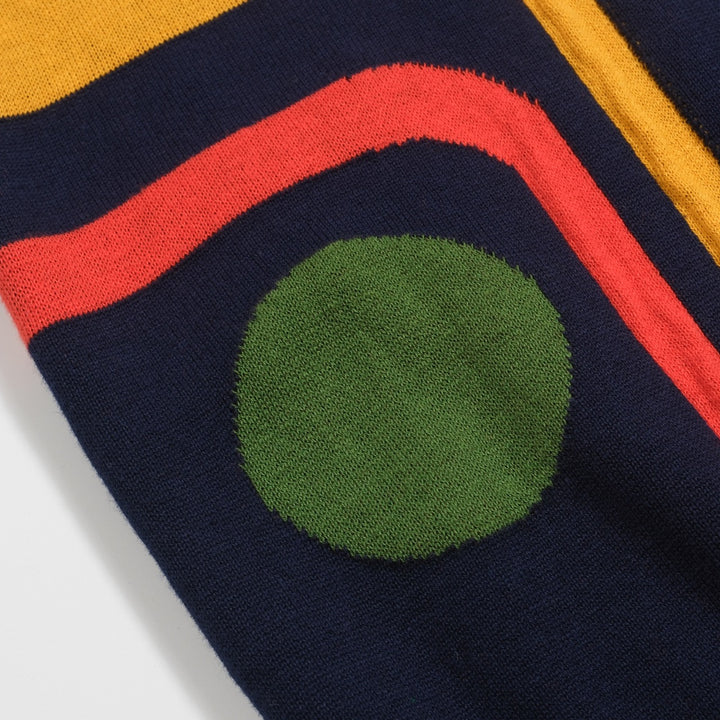Women's dark blue retro art knitted V-neck polo