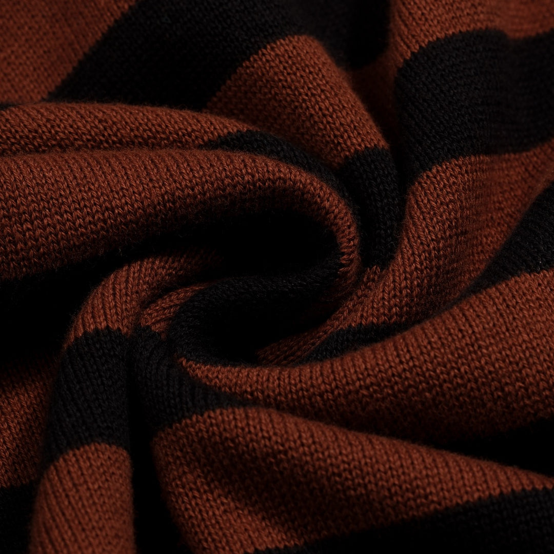 Γυναικείο πλεκτό μανιτάρι ριγέ καφέ ριγέ