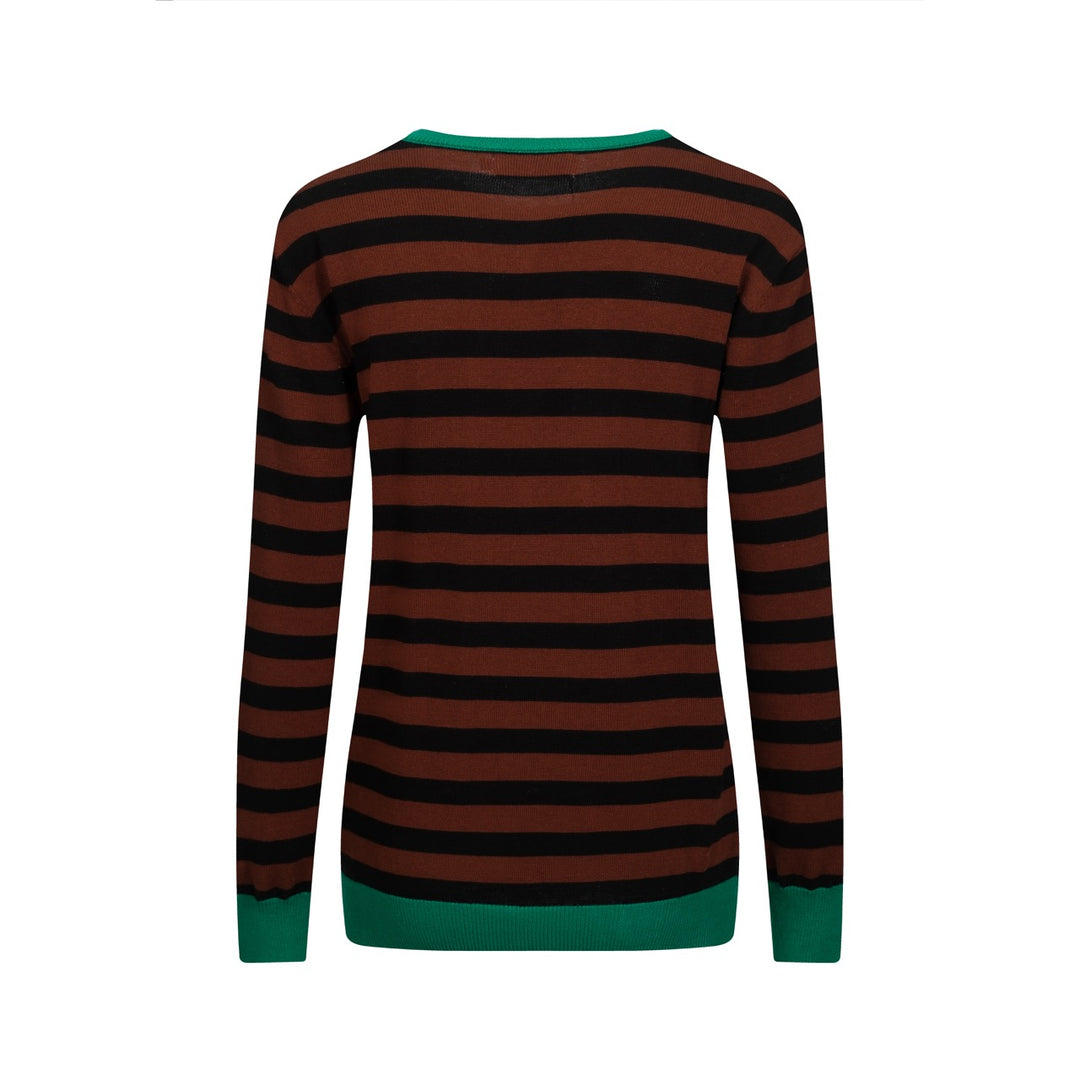 Γυναικείο πλεκτό μανιτάρι ριγέ καφέ ριγέ