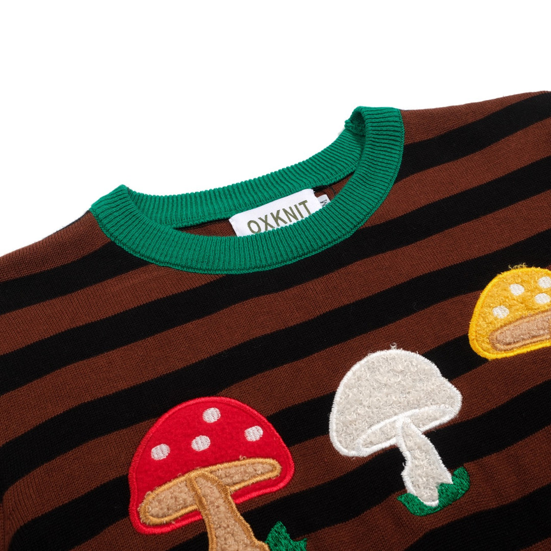 Γυναικείο πλεκτό μανιτάρι ριγέ καφέ ριγέ