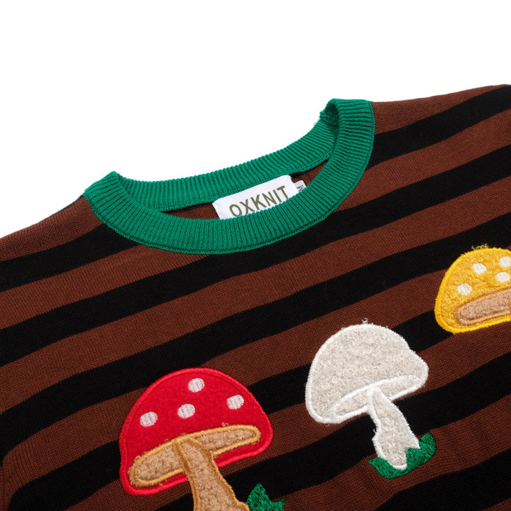 Γυναικείο πλεκτό μανιτάρι ριγέ καφέ ριγέ