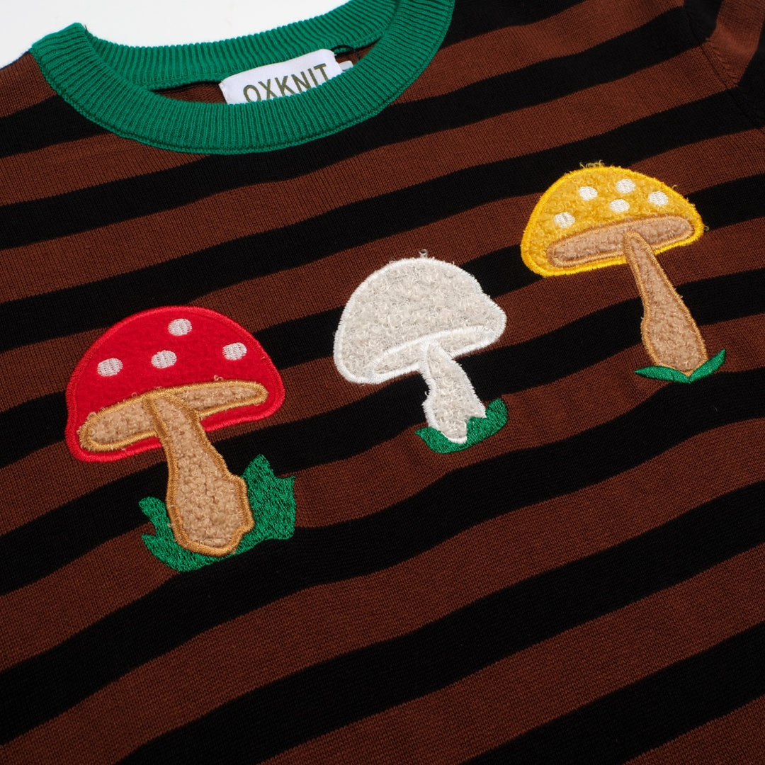 Γυναικείο πλεκτό μανιτάρι ριγέ καφέ ριγέ