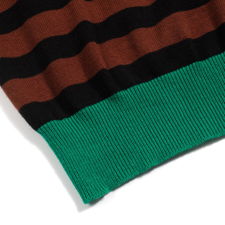 Γυναικείο πλεκτό μανιτάρι ριγέ καφέ ριγέ