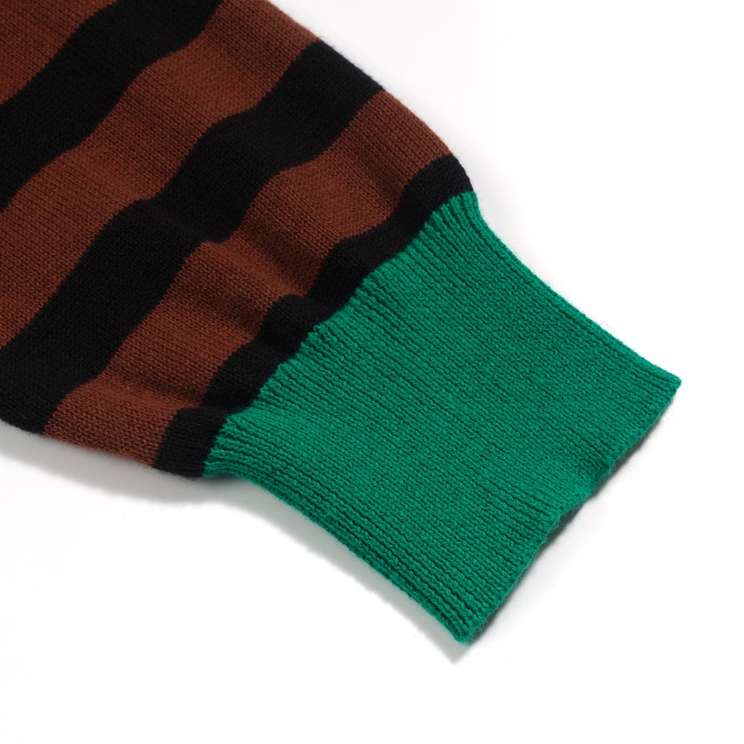 Γυναικείο πλεκτό μανιτάρι ριγέ καφέ ριγέ