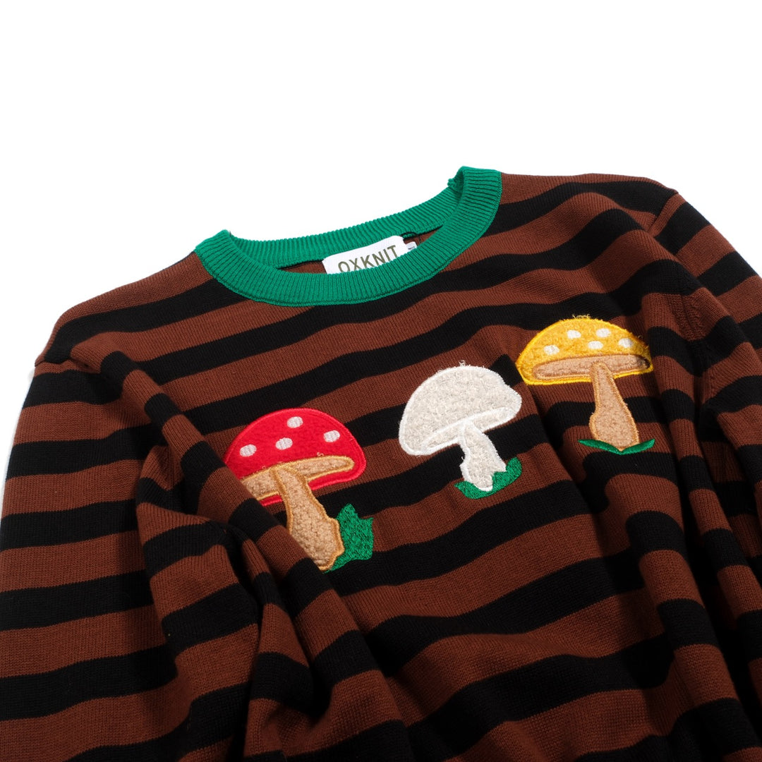 Γυναικείο πλεκτό μανιτάρι ριγέ καφέ ριγέ