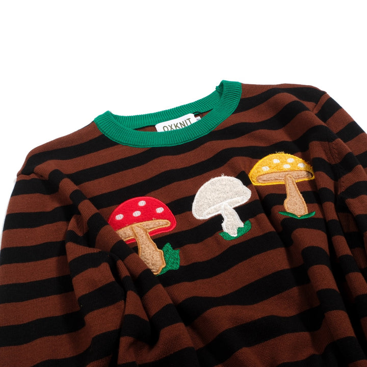 Γυναικείο πλεκτό μανιτάρι ριγέ καφέ ριγέ