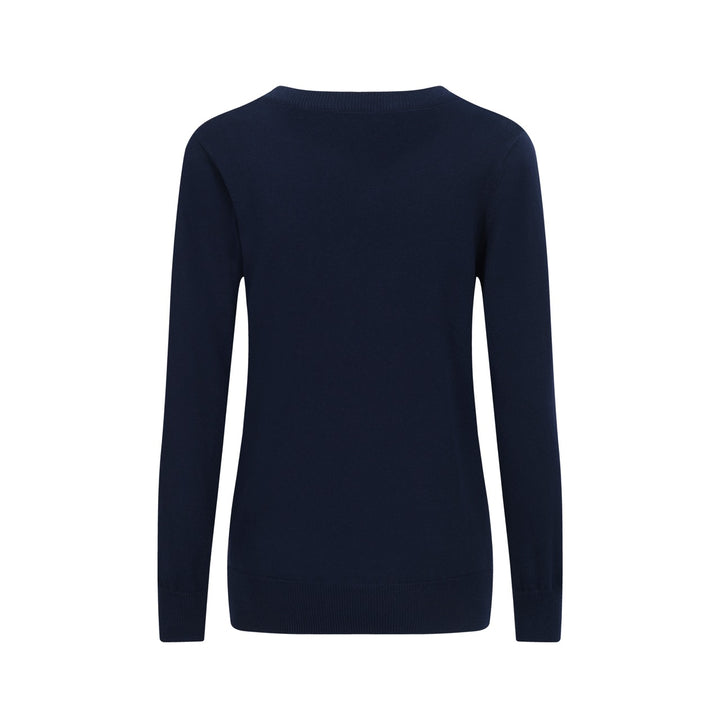 Mörkblå vågrandig stickad dam