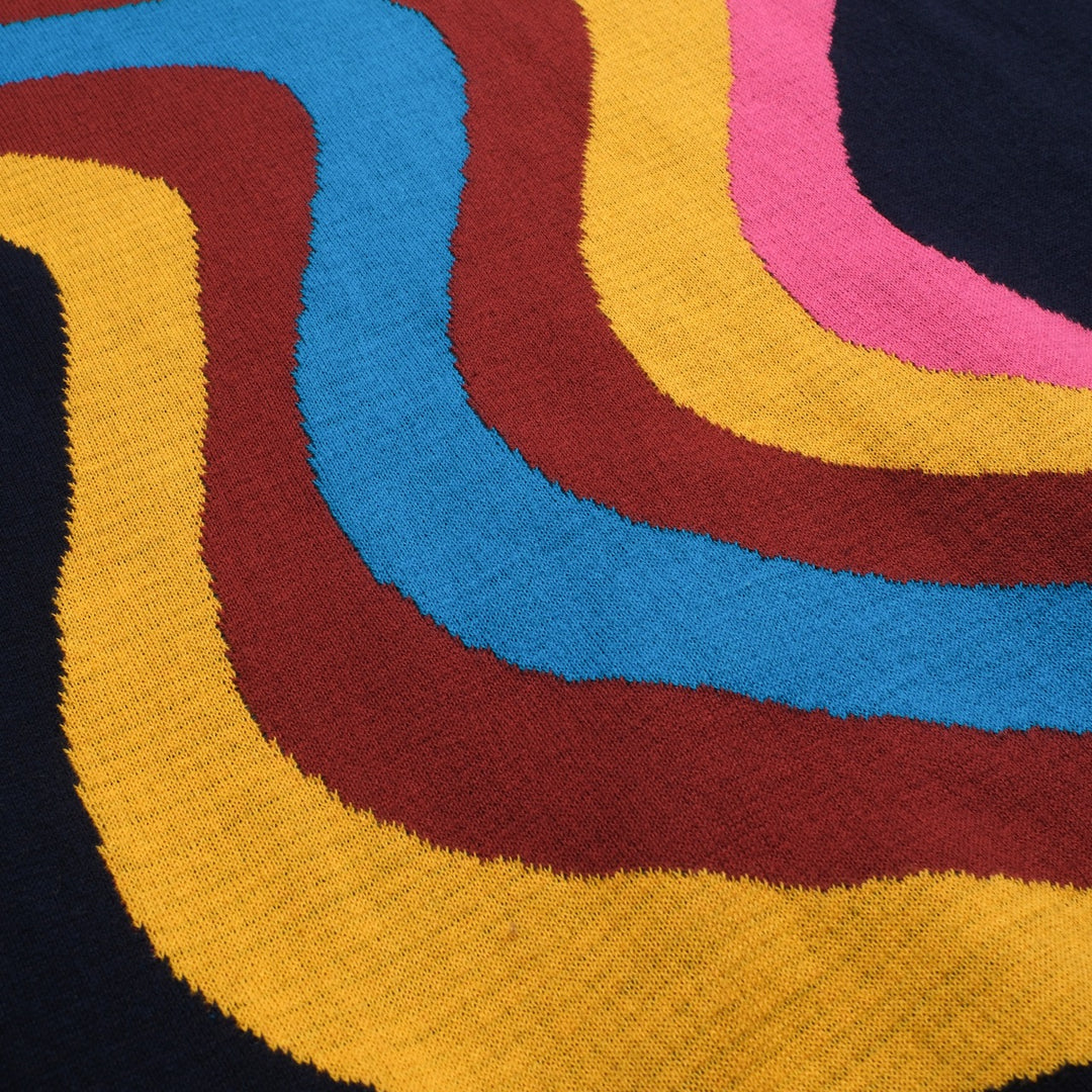 Mörkblå vågrandig stickad dam