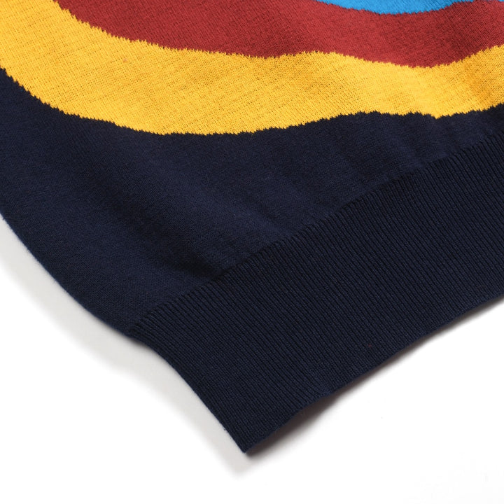 Mörkblå vågrandig stickad dam