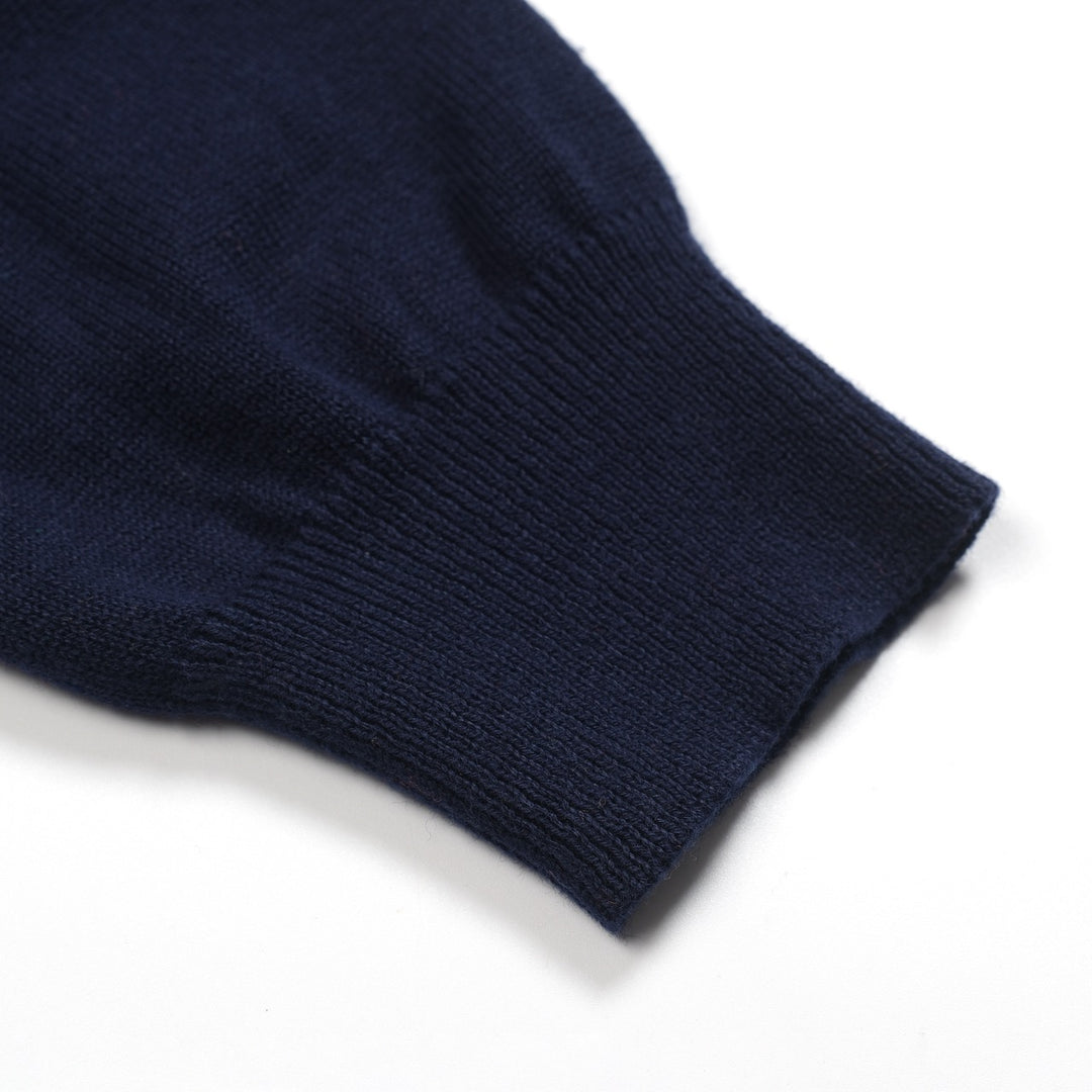 Mörkblå vågrandig stickad dam