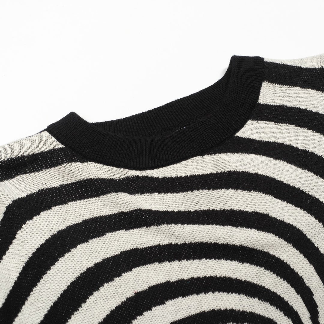 Malhas pretas com riscas rotativas para mulher