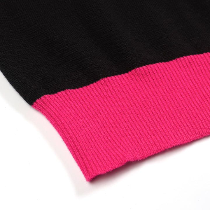 Women's black leopard jacquard vintage knitwear