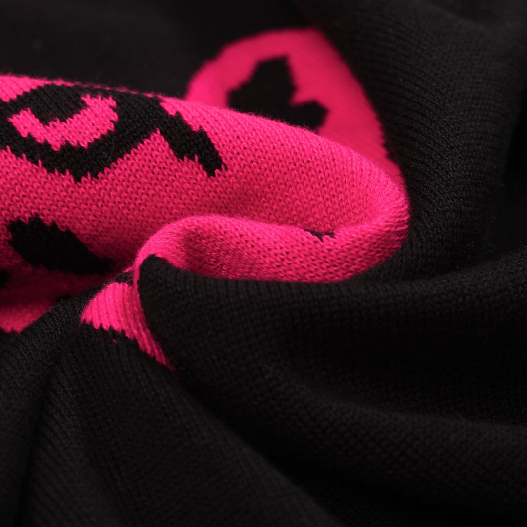 Women's black leopard jacquard vintage knitwear